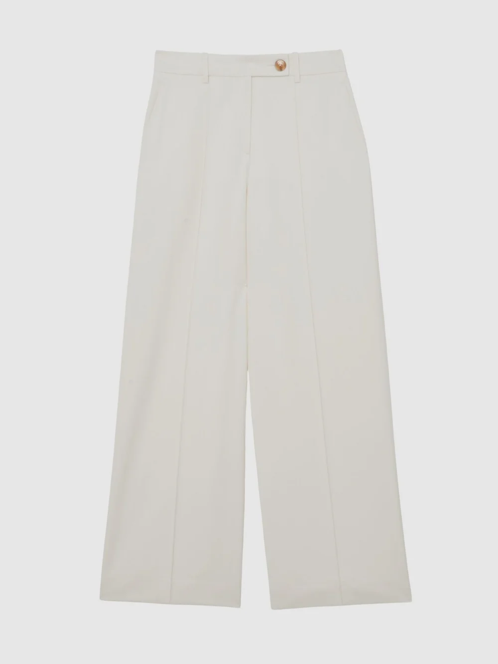 Reiss Cream Wide-leg Seam-detail Trousers, view 6