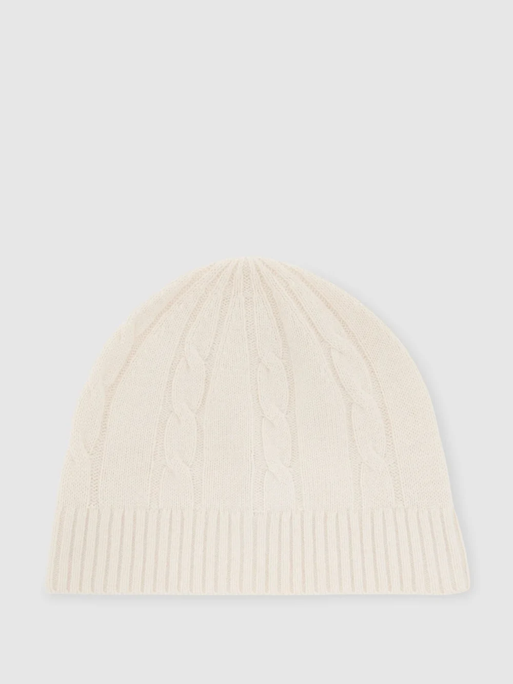 Reiss Cream Wool-blend Cable-knit Beanie with Cashmere,, view 2