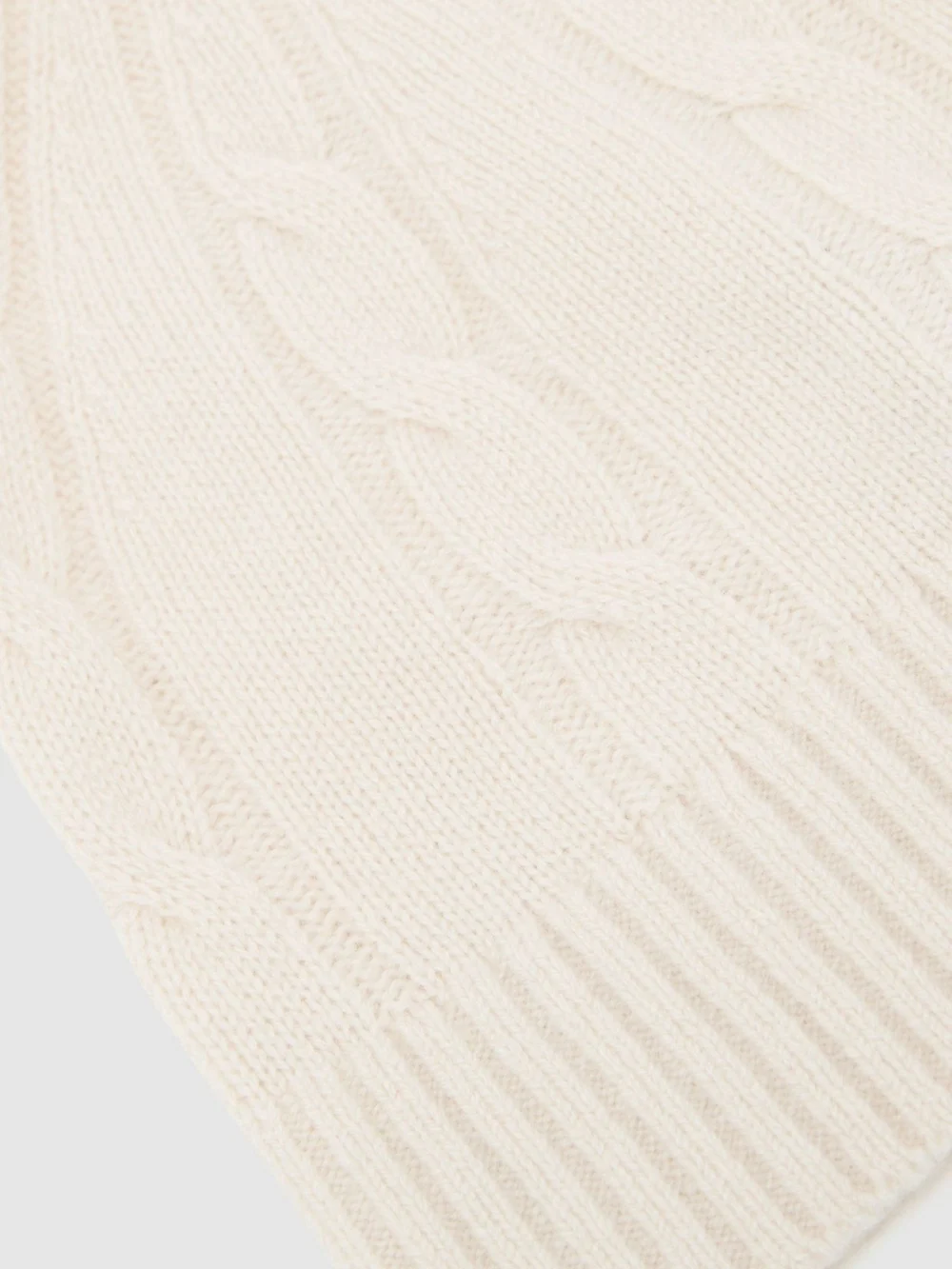 Reiss Cream Wool-blend Cable-knit Beanie with Cashmere,, view 4