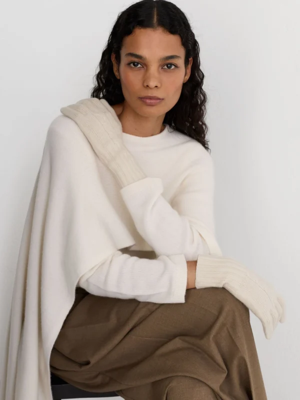 Reiss Cream Wool-blend Cable-knit Gloves with Cashmere,