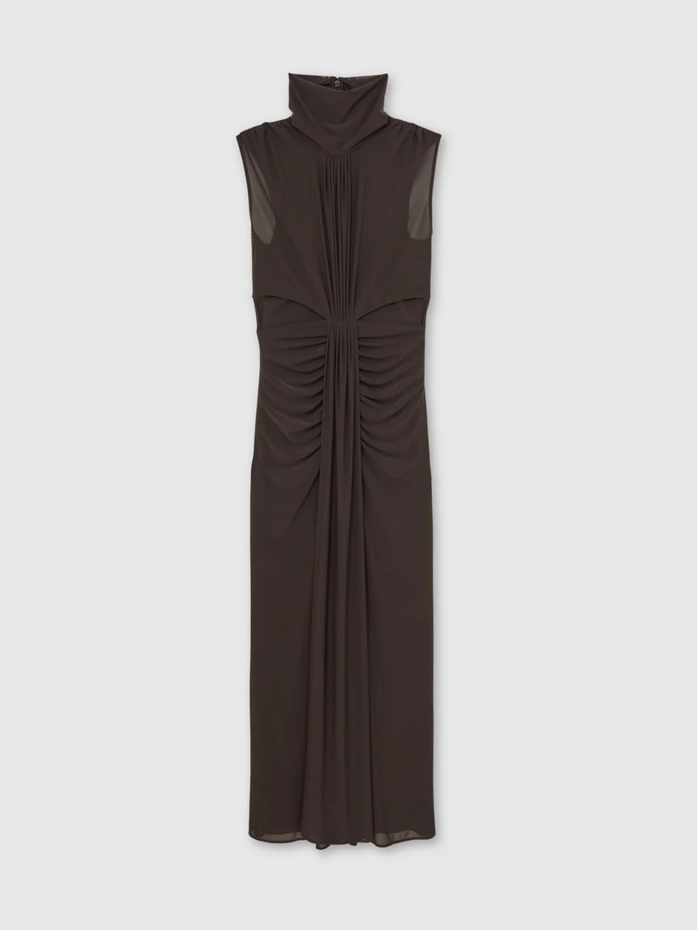 Reiss Daniella Grape Sheer Ruched Maxi Dress, 6, view 2