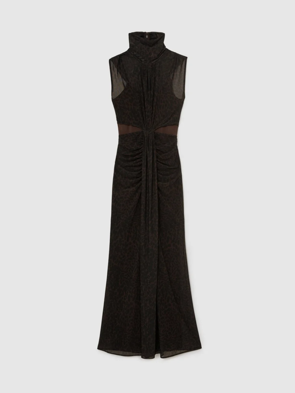 Reiss Danielle Animal-print Daniella Sheer Ruched Maxi Dress, 6, view 2