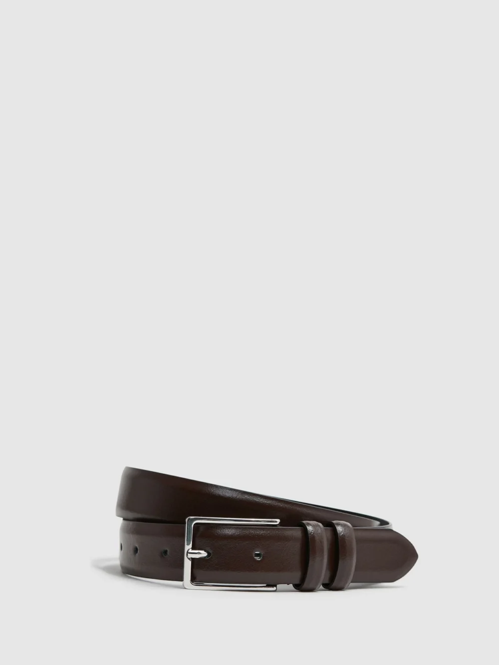 Reiss Dante Belt Leather Plain in chocolate