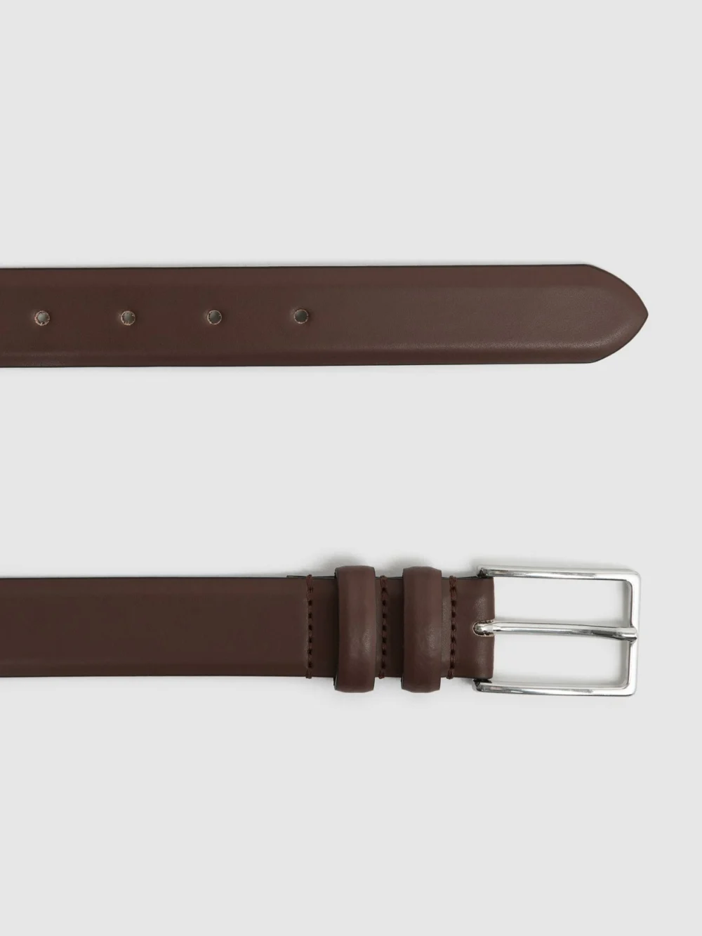 Reiss Dante Smooth Belt - Brown Leather Plain, Size: 28, view 3
