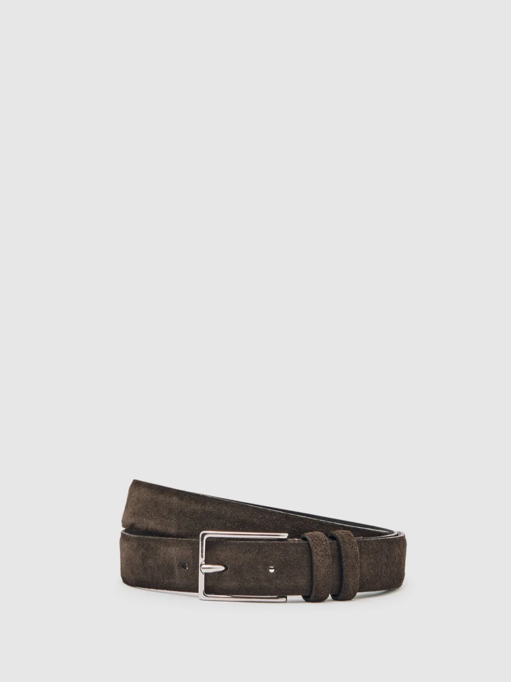 Reiss Dante Suede Belt - Brown Leather Plain, view 2