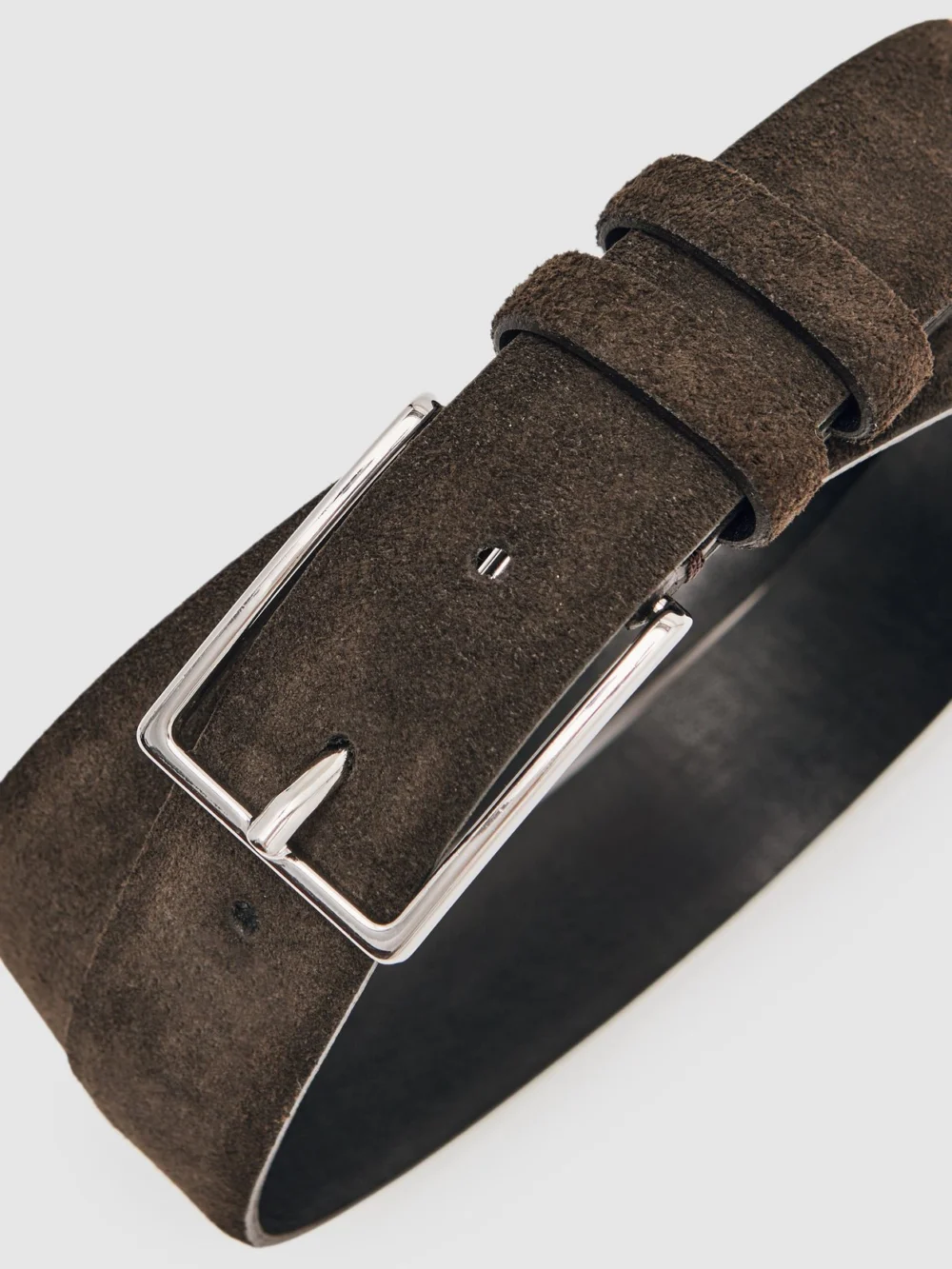 Reiss Dante Suede Belt - Brown Leather Plain, view 4