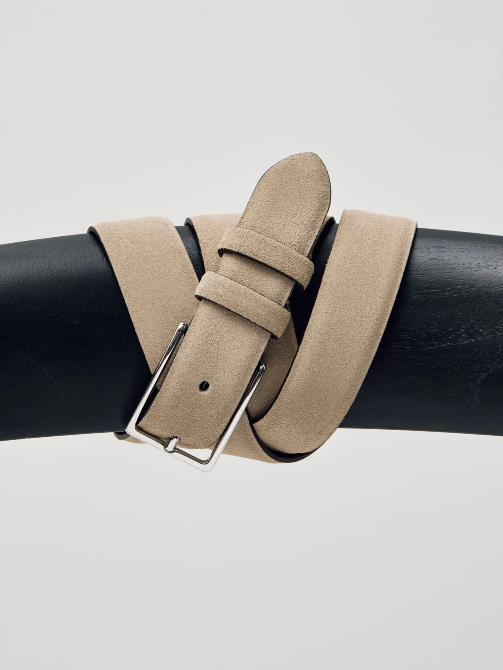 Reiss Dante Suede Belt - Cream Leather Plain