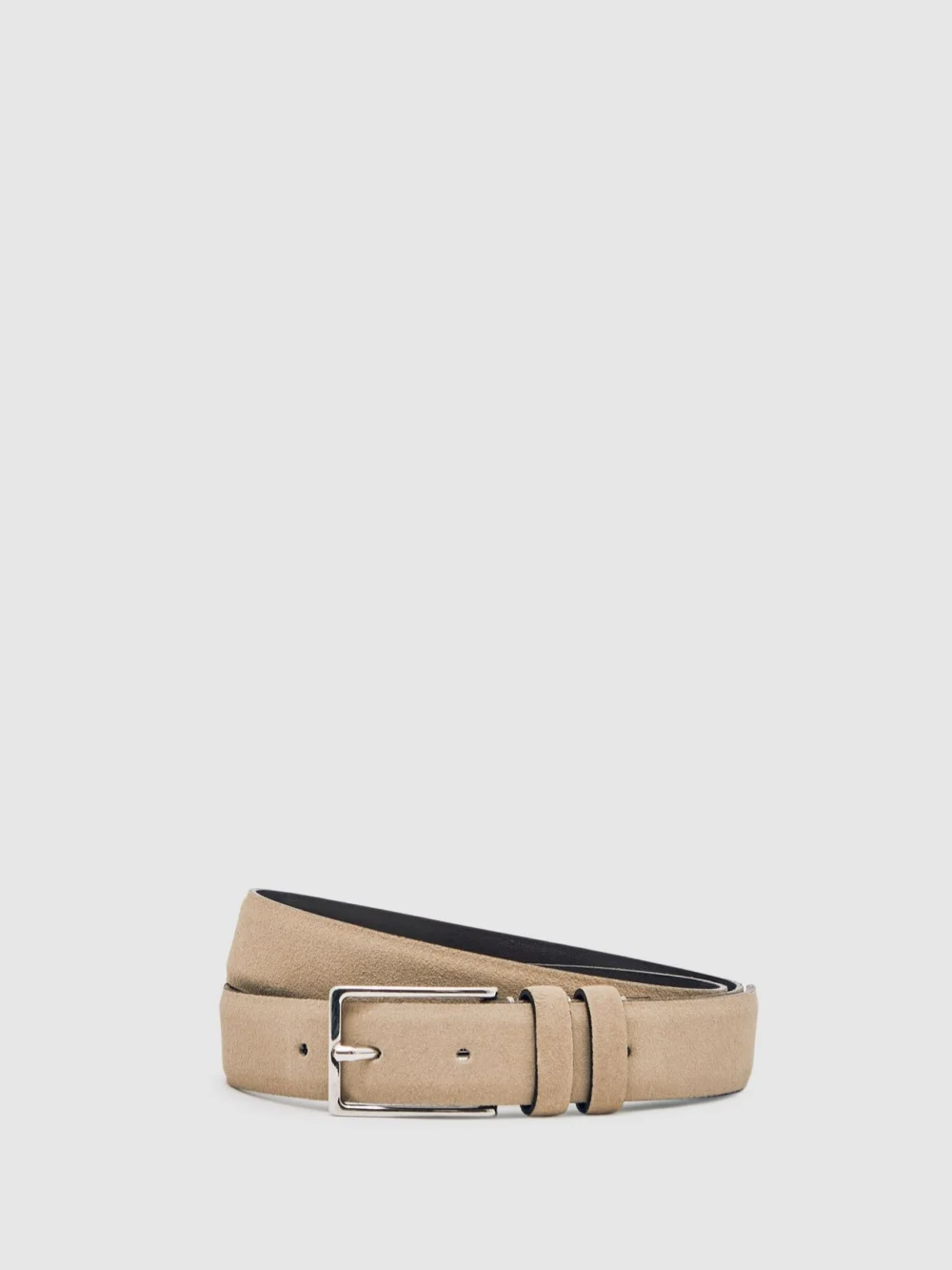 Reiss Dante Suede Belt - Cream Leather Plain, view 2