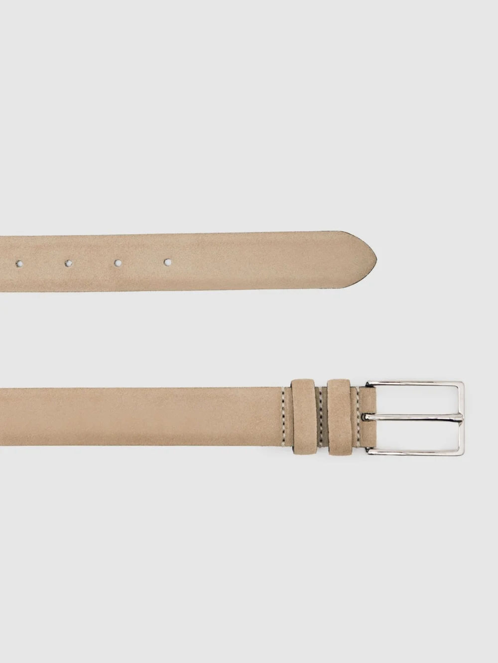Reiss Dante Suede Belt - Cream Leather Plain, view 3