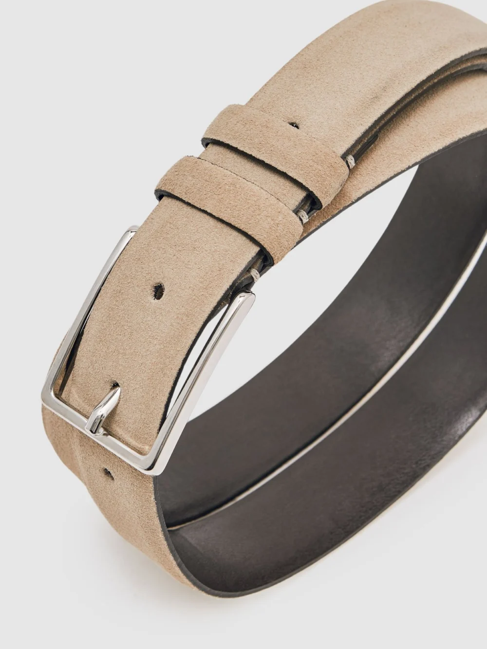 Reiss Dante Suede Belt - Cream Leather Plain, view 4