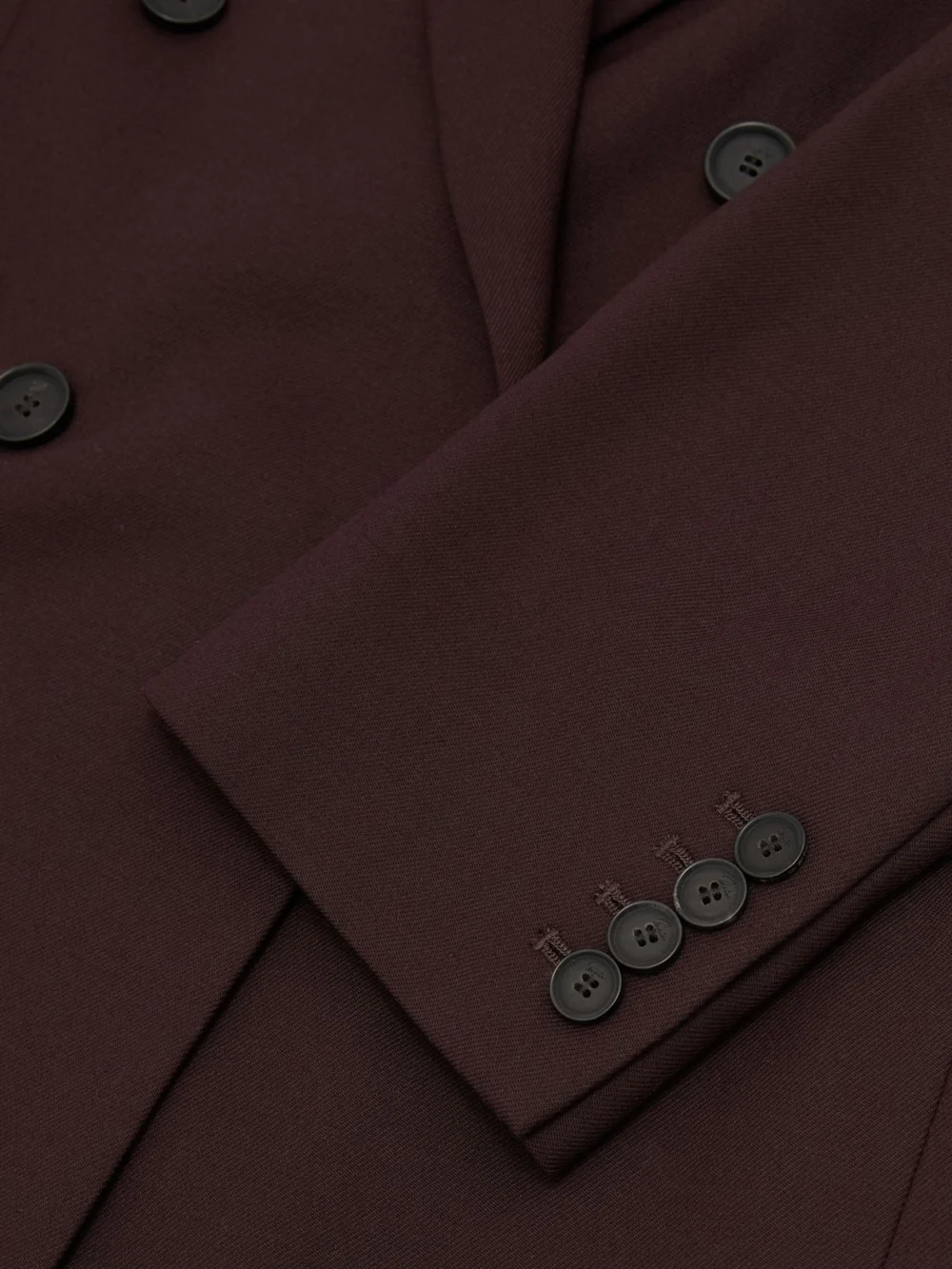 Reiss Dark Aubergine Wool-blend Double-breasted Oversized Suit Blazer, view 6