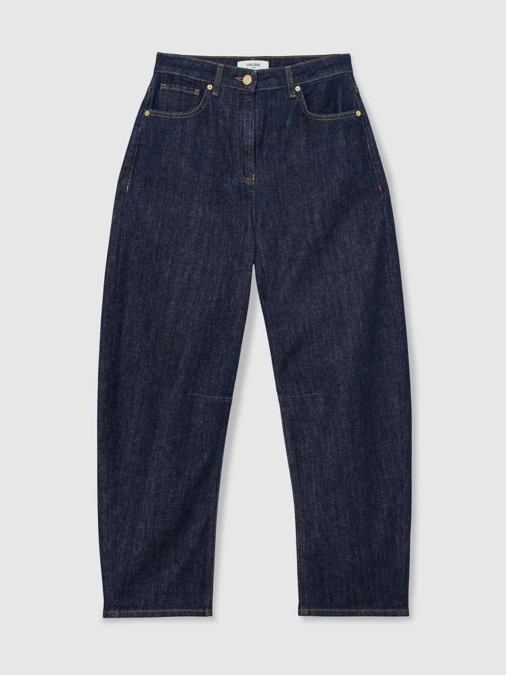 Reiss Dark Blue Barrel-leg Jeans, view 6