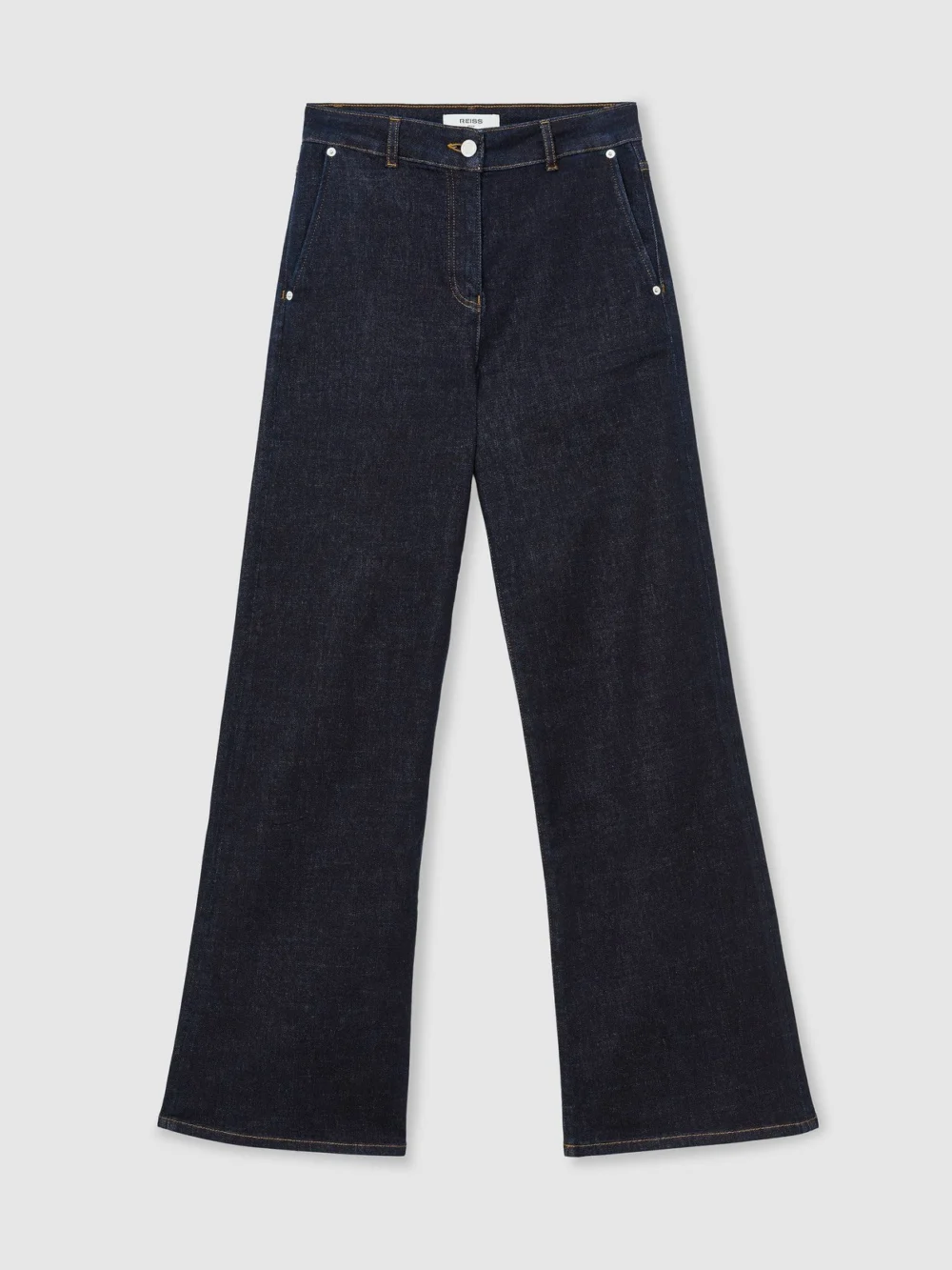Reiss Dark Blue Cotton-lyocell Wide-leg Jeans, view 6