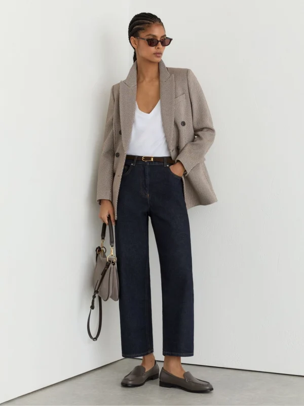 Reiss Dark Blue Petite Mid-rise Straight-leg Jeans