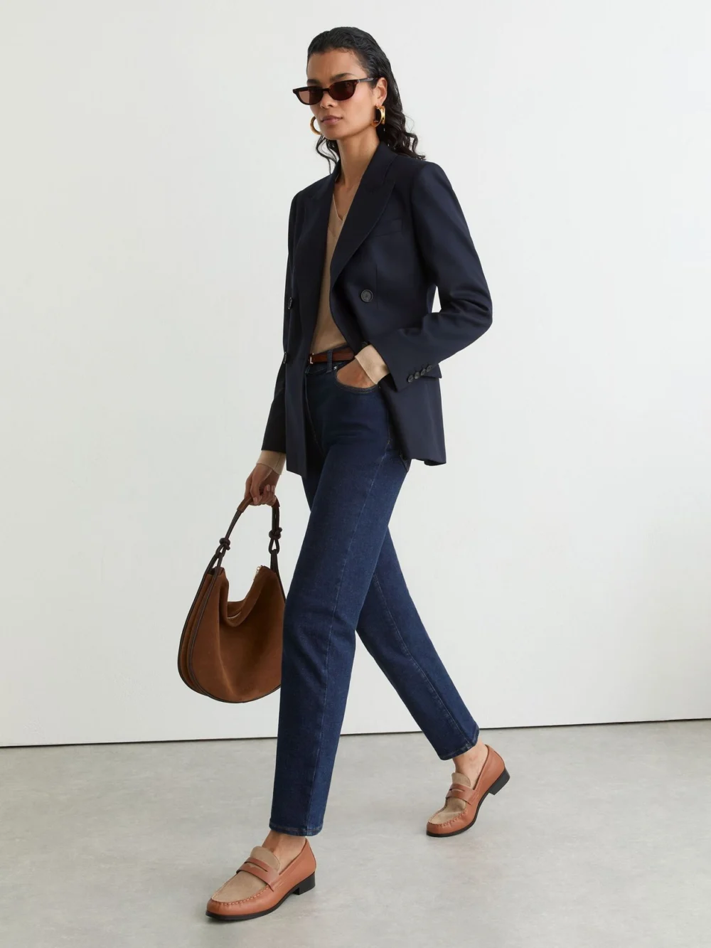 Reiss Dark Blue Petite Slim-leg Mid-rise Jeans