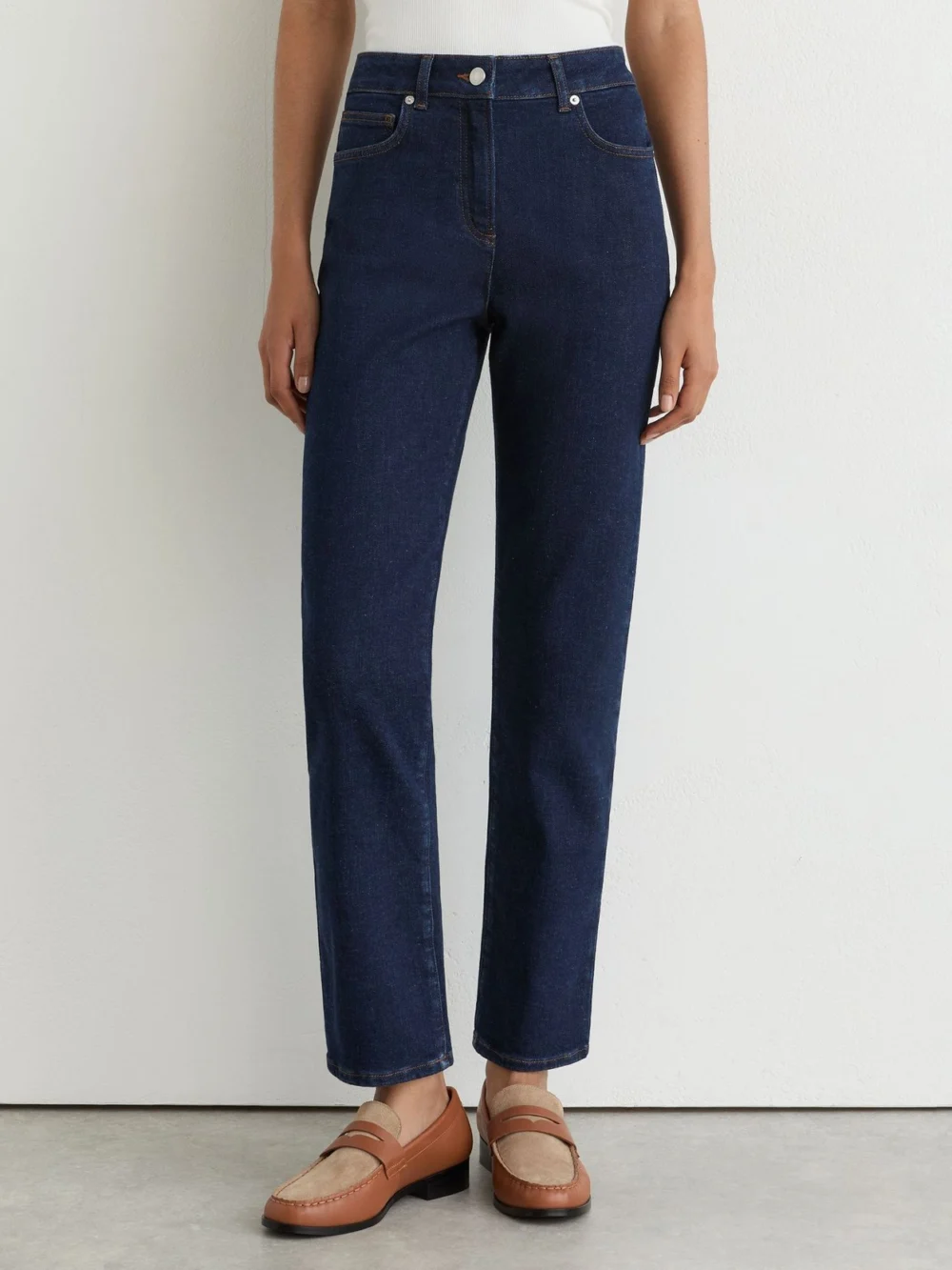 Reiss Dark Blue Petite Slim-leg Mid-rise Jeans, view 3