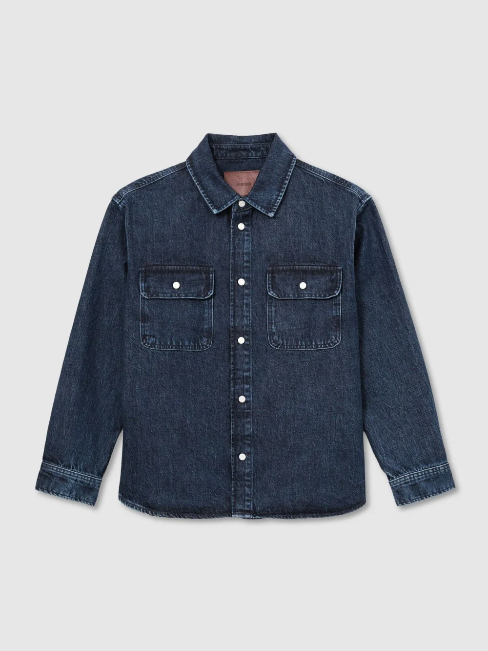 Reiss Dark Blue Twin-pocket Rigid-denim Jacket, view 2