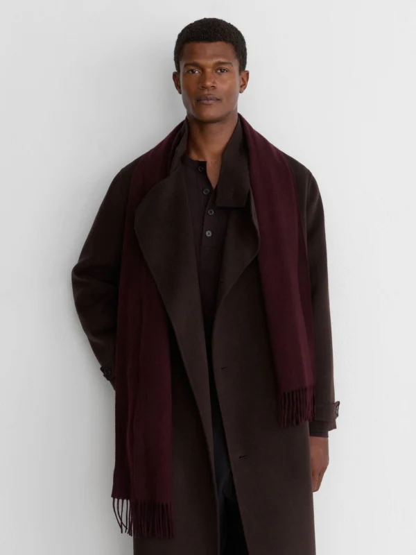 Reiss Dark Bordeaux Cashmere Blend Scarf,