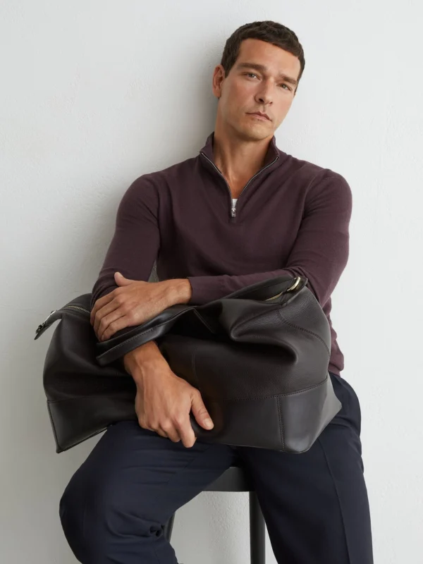 Reiss Dark Bordeaux Merino Wool Half-zip Jumper