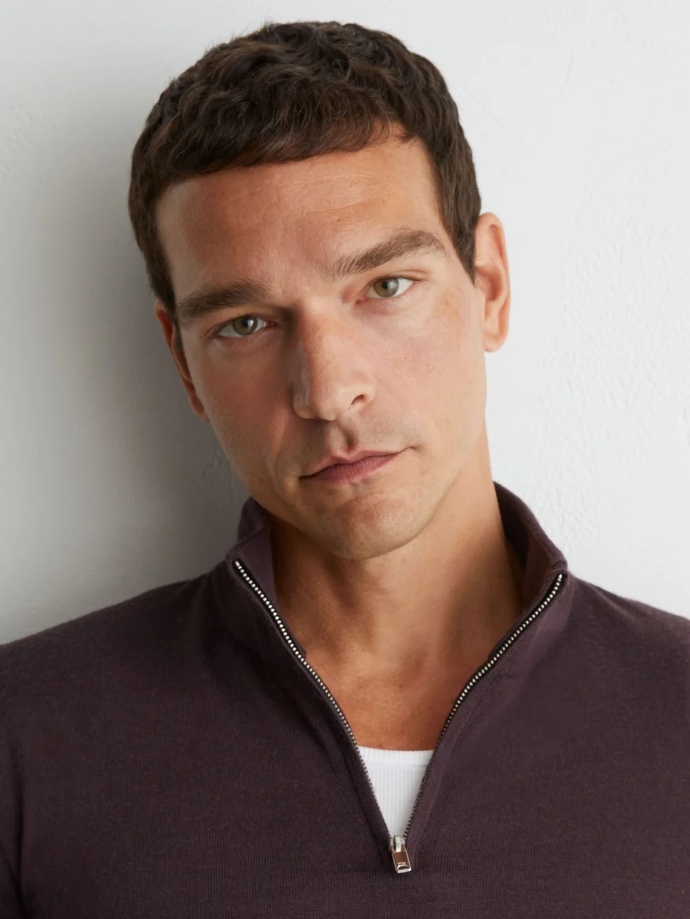 Reiss Dark Bordeaux Merino Wool Half-zip Jumper, view 4