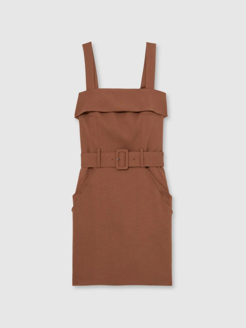 Reiss Dark Brown Belted Mini Dress, view 2