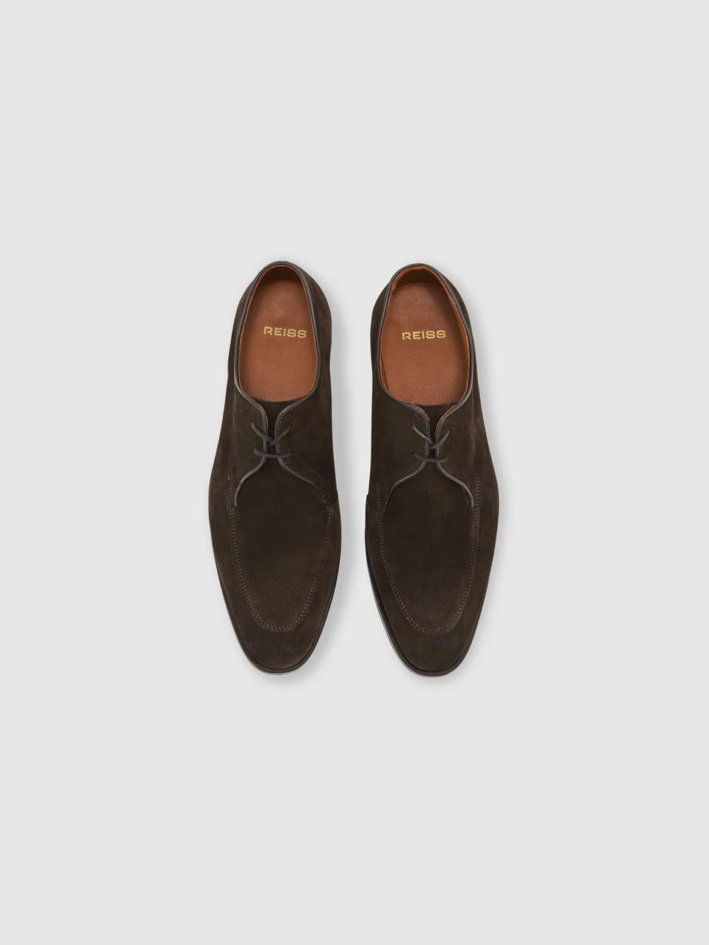 Reiss Dark Brown Blake Lace-up Derby Shoes, view 3