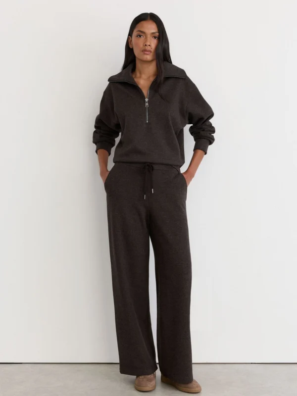 Reiss Dark Brown Herringbone Wide-leg Drawstring Joggers