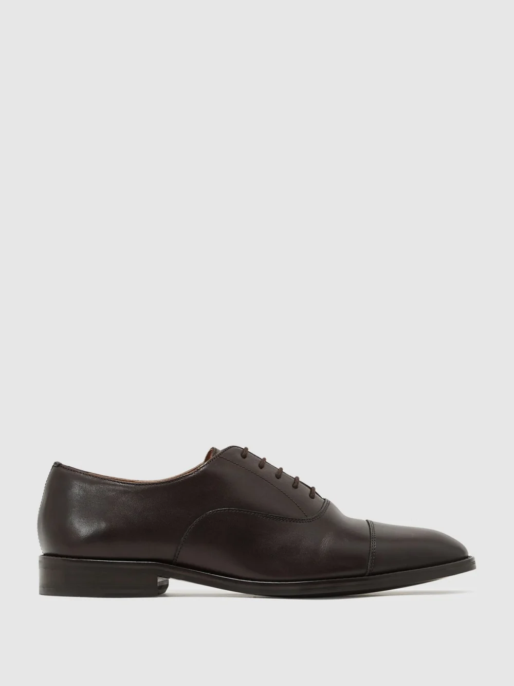 Reiss Dark Brown Leather Lace Up Oxford Shoes, view 2
