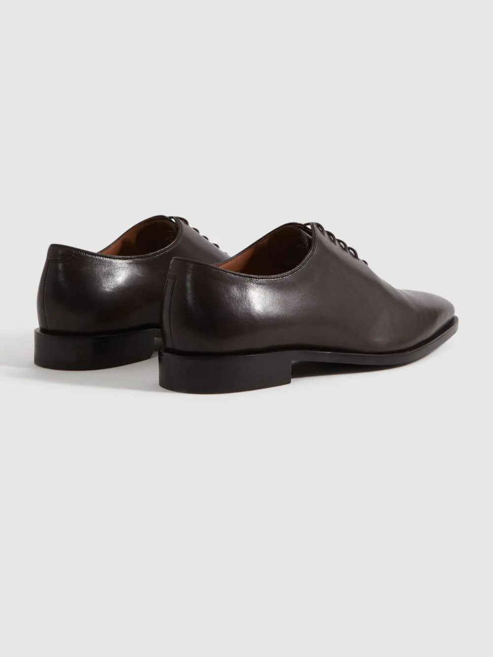 Reiss Dark Brown Leather Lace-up Wholecut Oxford Shoes, view 4