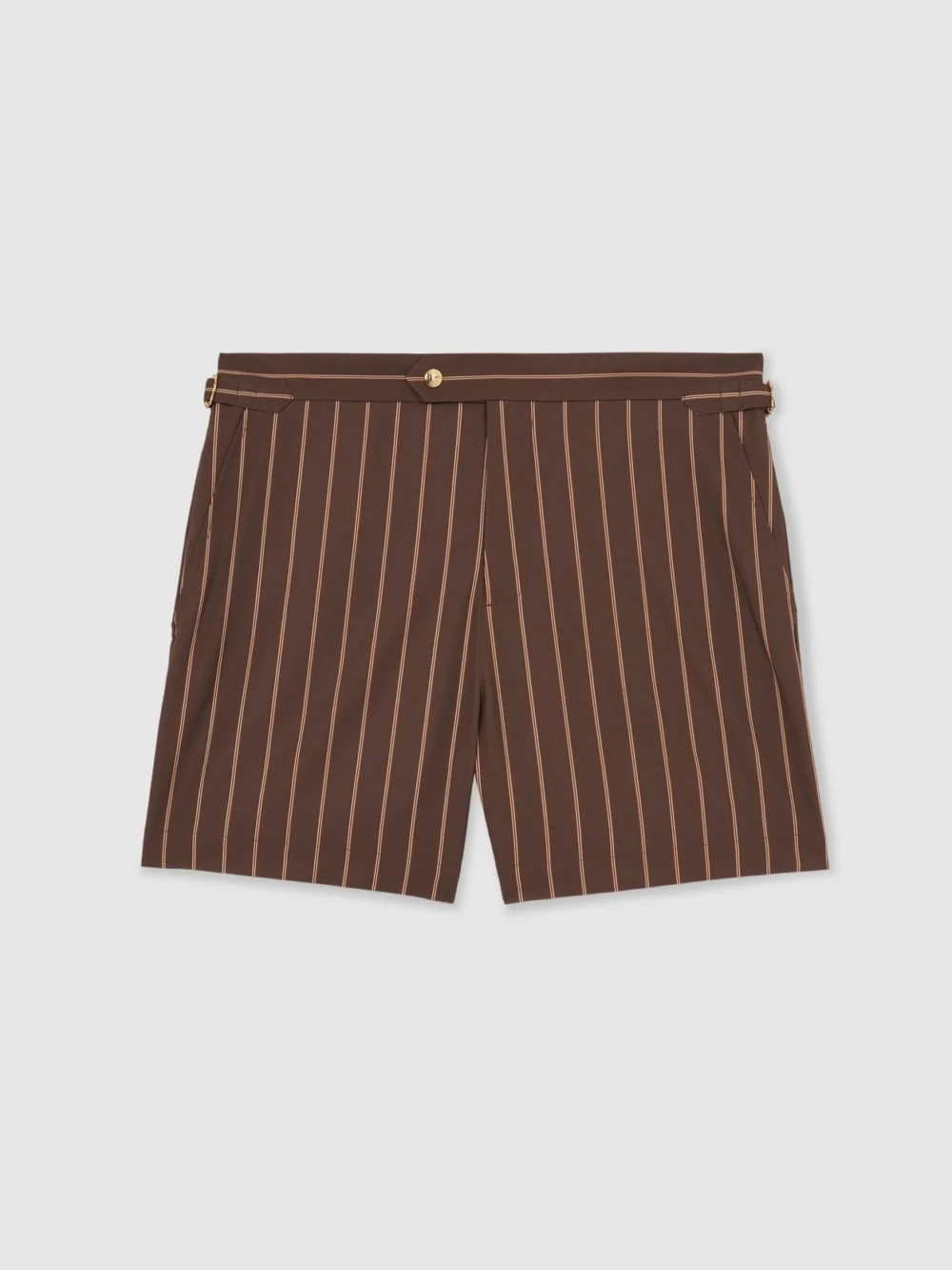 Reiss Dark Brown Pinstripe Side-adjuster Swim Shorts, view 2