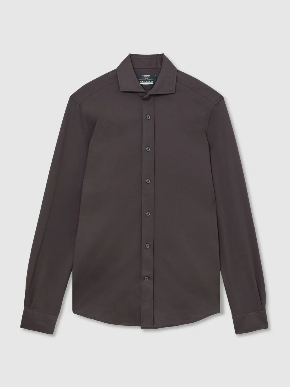 Reiss Dark Brown R-flex Cotton-blend Stretch Jersey Shirt Slim-fit, view 2