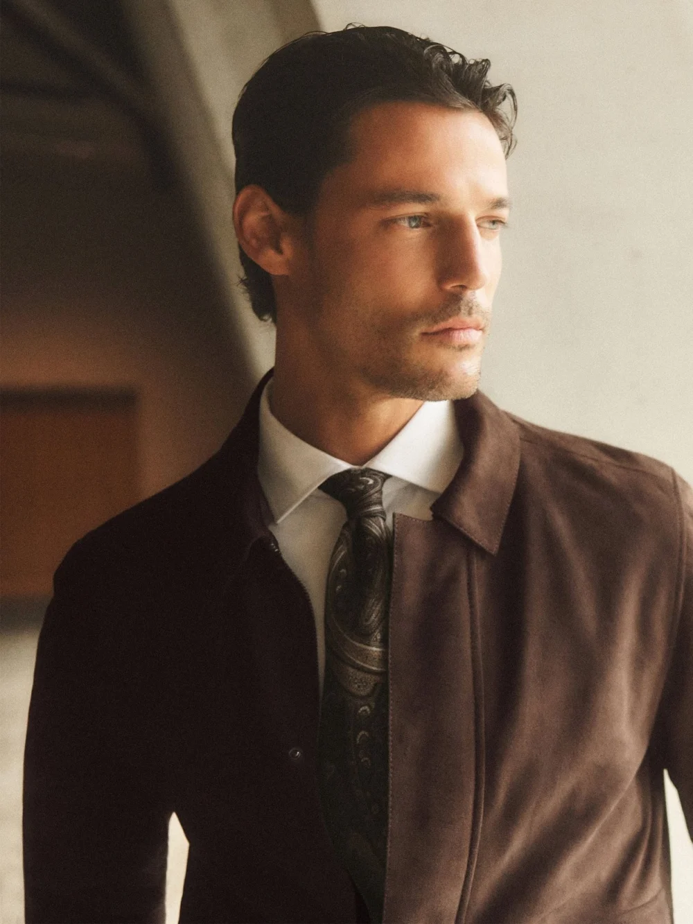 Reiss Dark Brown Suede Twin-pocket Jacket, view 4