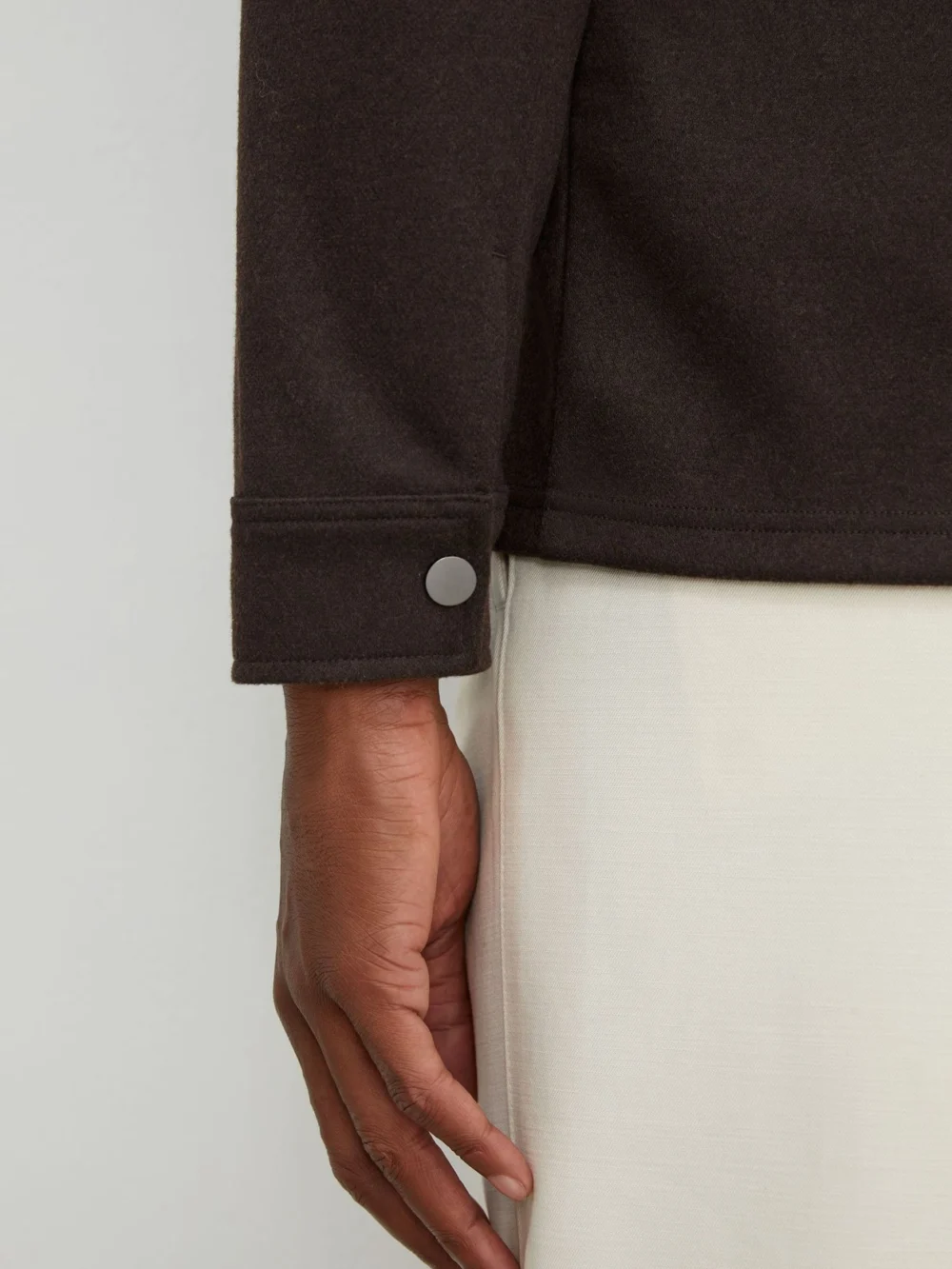 Reiss Dark Brown Twin-pocket Press-stud Overshirt, view 4