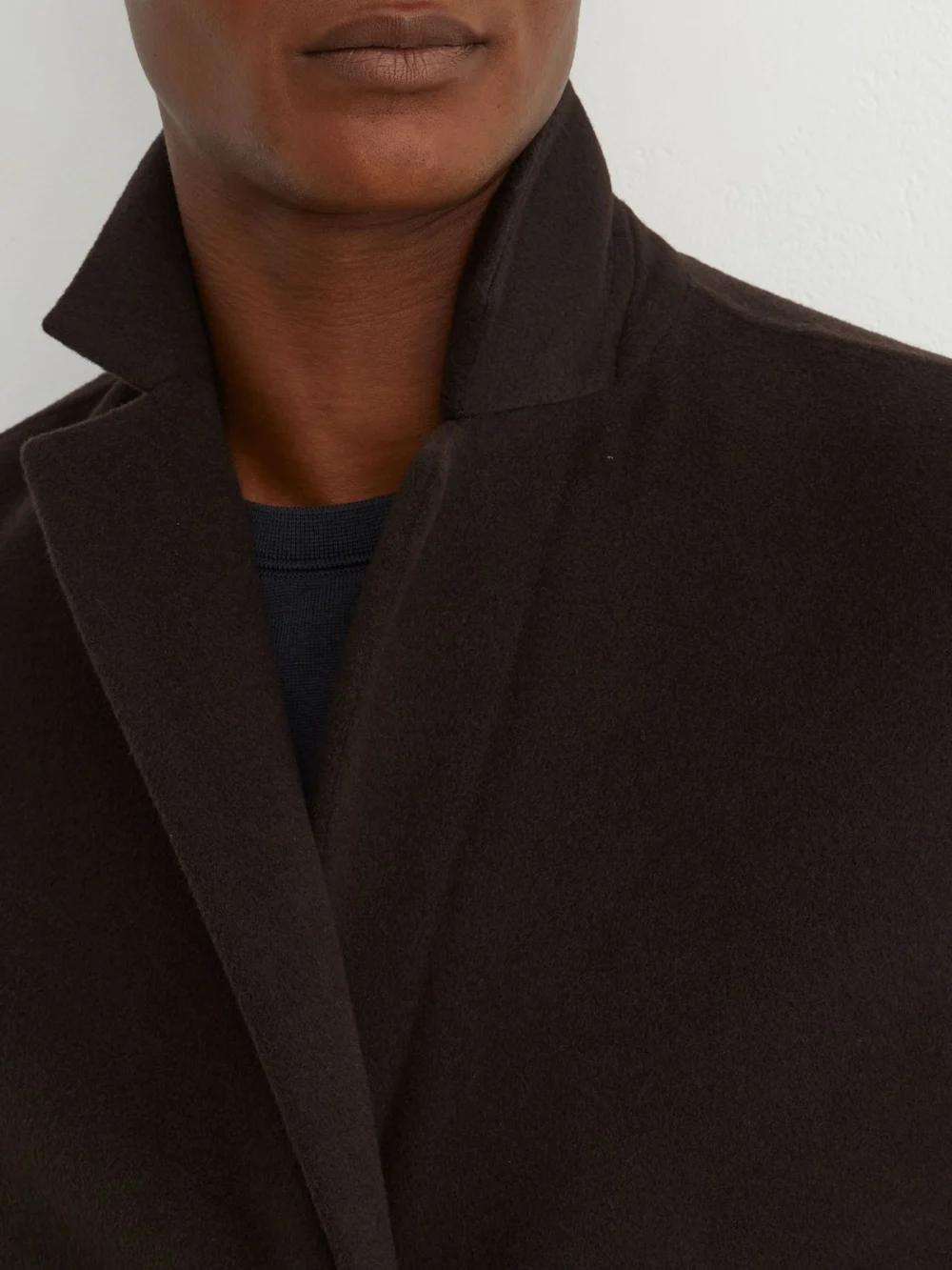 Reiss Dark Brown Wool-blend Single-breasted Epsom Coat, view 3