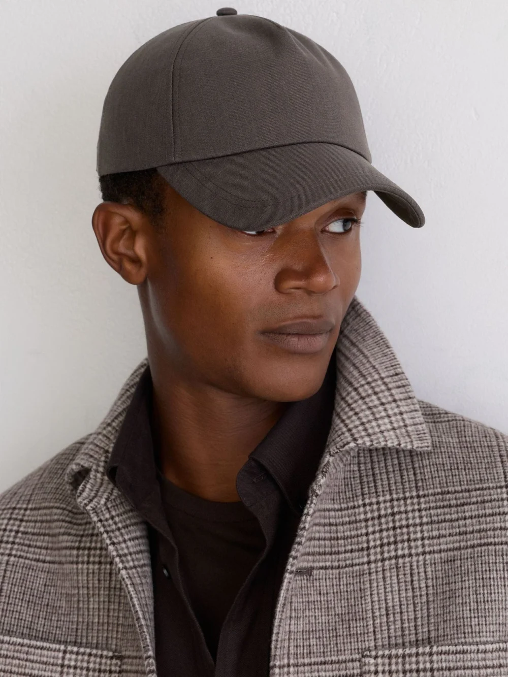 Reiss Dark Brown Woven Baseball Cap,