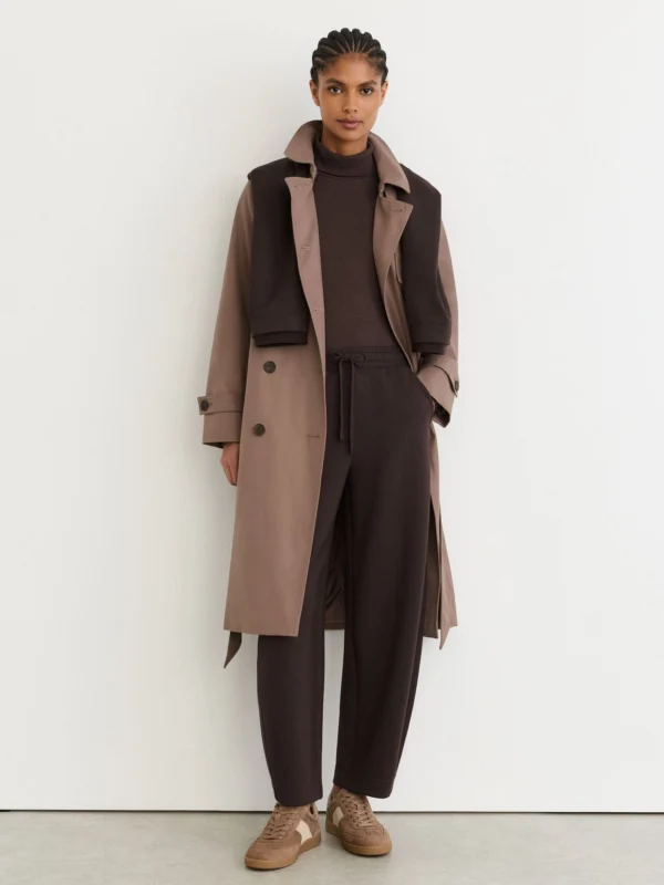 Reiss Dark Chocolate Brown Premium Interlock Barrel-leg Joggers
