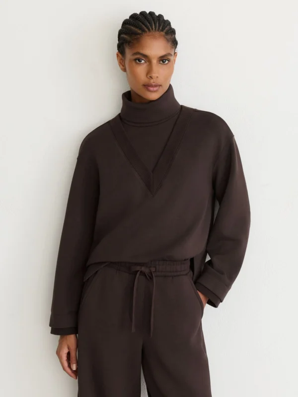 Reiss Dark Chocolate Brown Premium Interlock Double-layer Sweatshirt