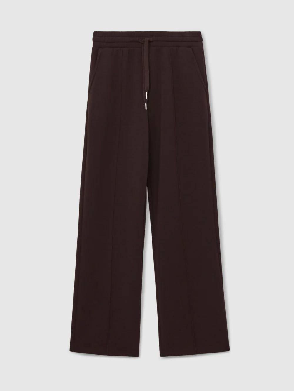 Reiss Dark Chocolate Brown Premium Interlock Wide-leg Joggers, view 2