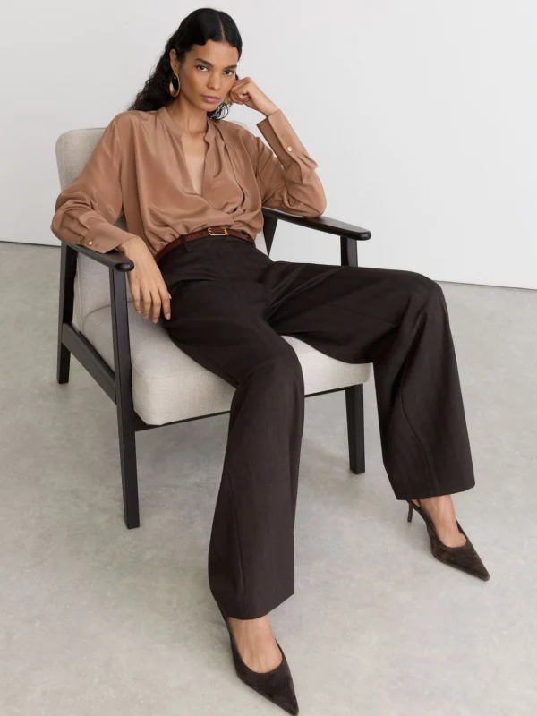 Reiss Dark Chocolate Suede Slingback Mid-heel Court Shoes