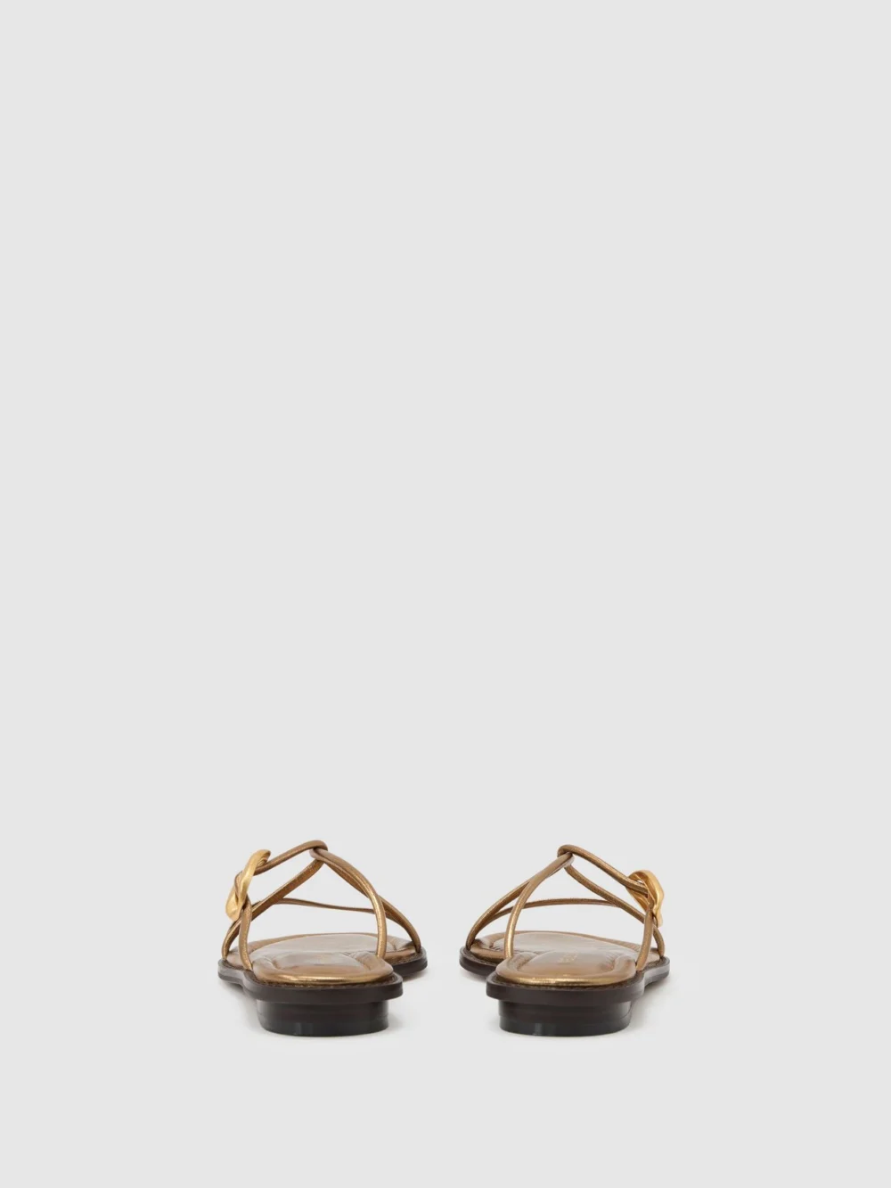 Reiss Dark Gold Leather Twist-strap Flat Sandals, view 4