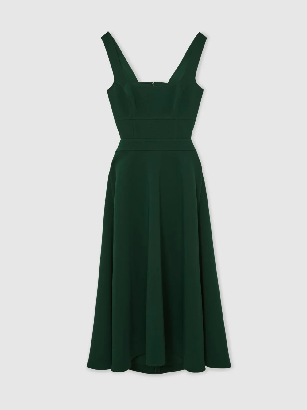 Reiss Dark Green Cut-Out Twill Midi Dress, view 2