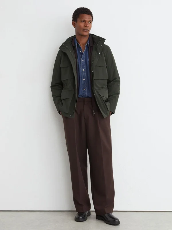 Reiss Dark Green Four-pocket Hooded Jacket with Removable Gilet