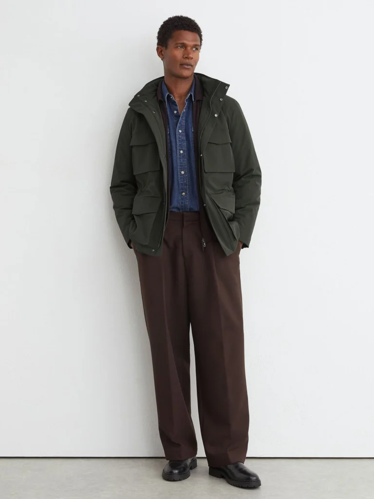 Reiss Dark Green Four-pocket Hooded Jacket with Removable Gilet