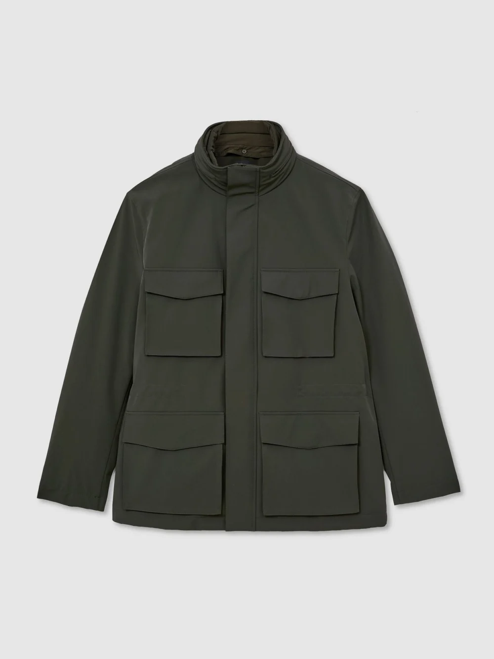 Reiss Dark Green Four-pocket Hooded Jacket with Removable Gilet, view 2