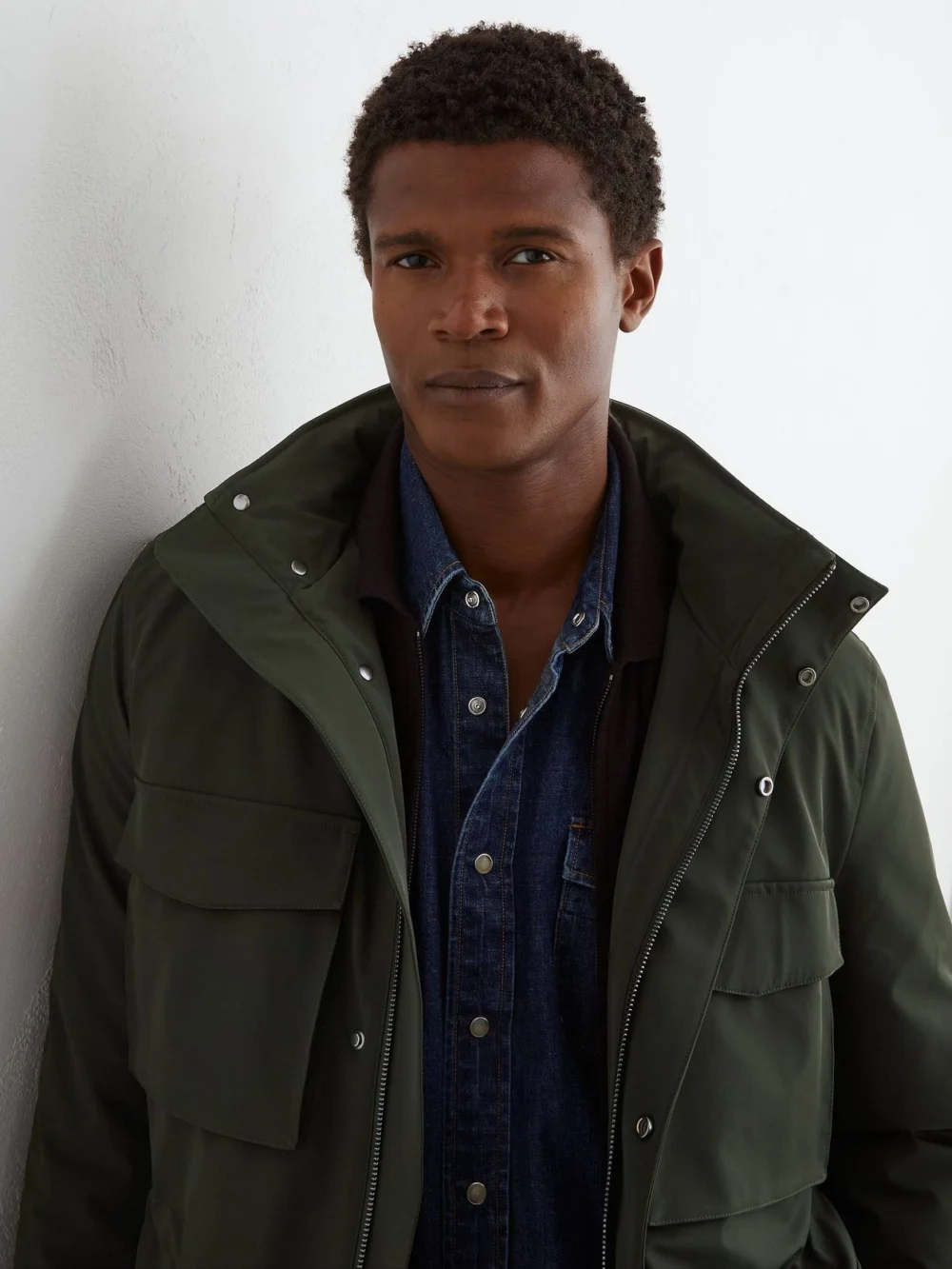 Reiss Dark Green Four-pocket Hooded Jacket with Removable Gilet, view 3