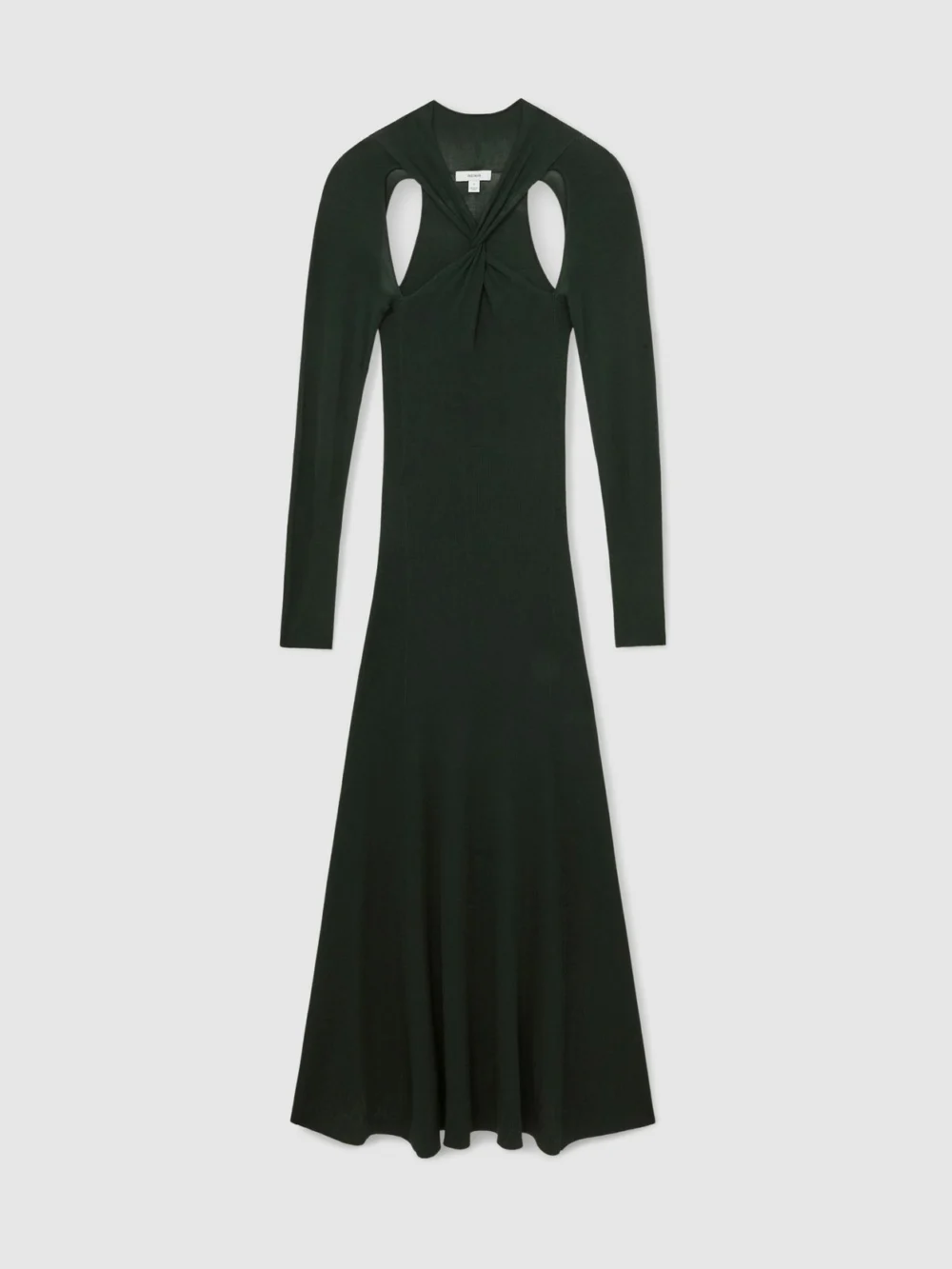 Reiss Dark Green Knitted Petite Cut-Out Maxi Dress, view 6