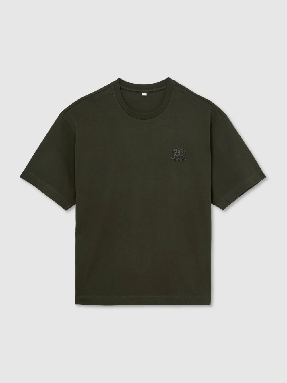 Reiss Dark Green Monogram Motif Cotton Relaxed-fit T-shirt, view 2