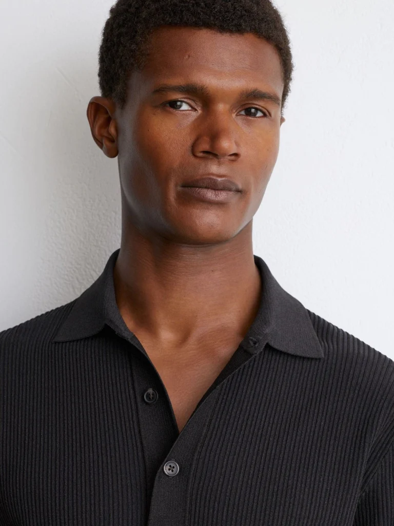 Reiss Dark Green Origin Ribbed Half-button Polo
