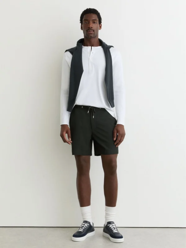Reiss Dark Green Textured Drawstring Shorts