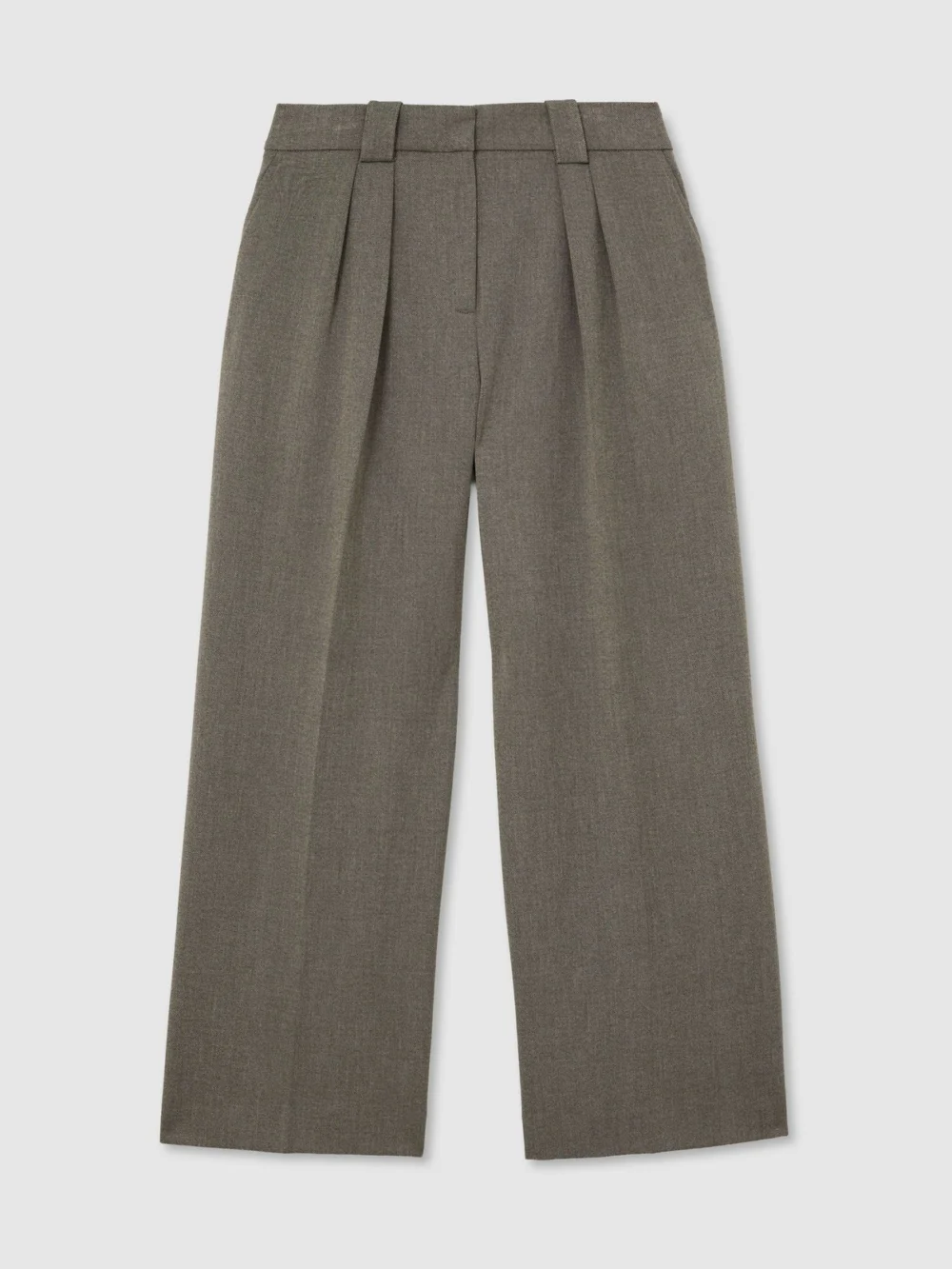 Reiss Dark Grey Pleated Wide-leg Trousers, view 2